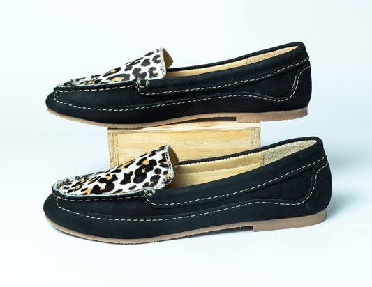 Black Leopard Print Moccasin